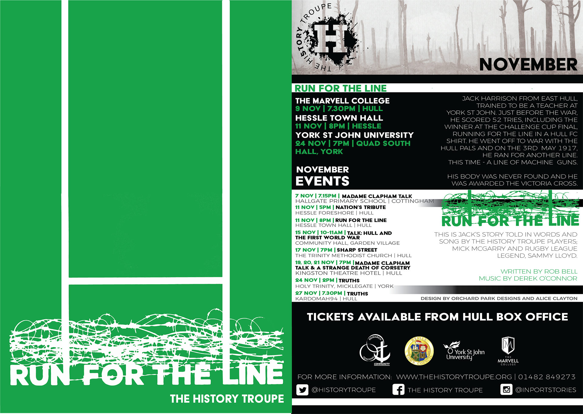 Flyer for 'Run For The Line' Performance and Program (Run For the Line Logo created by Orchard Park Designs)