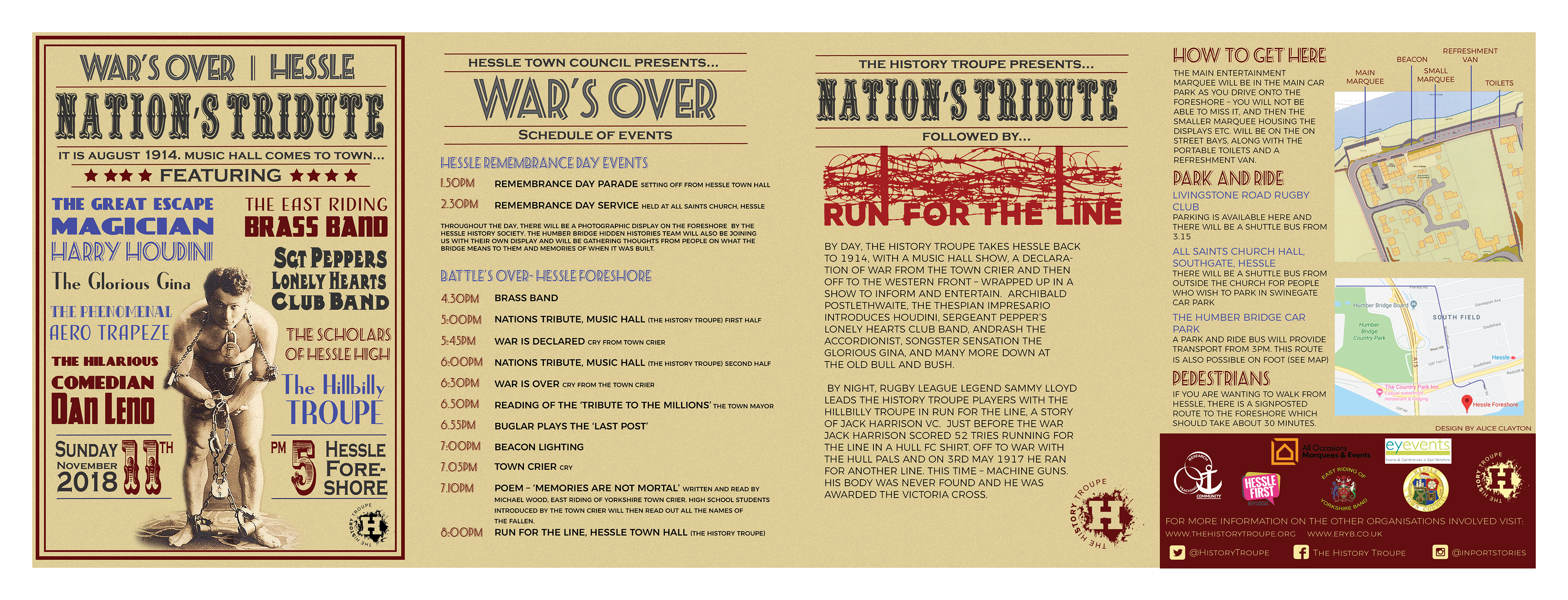 Pamphlet for 'Nation's Tribute' Event presented by The History Troupe and Hessle Council