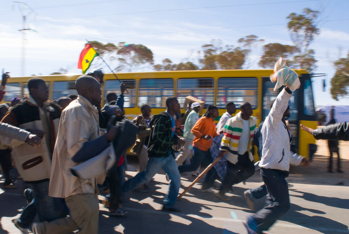 Manifestation improvisée de réfugiés congolais