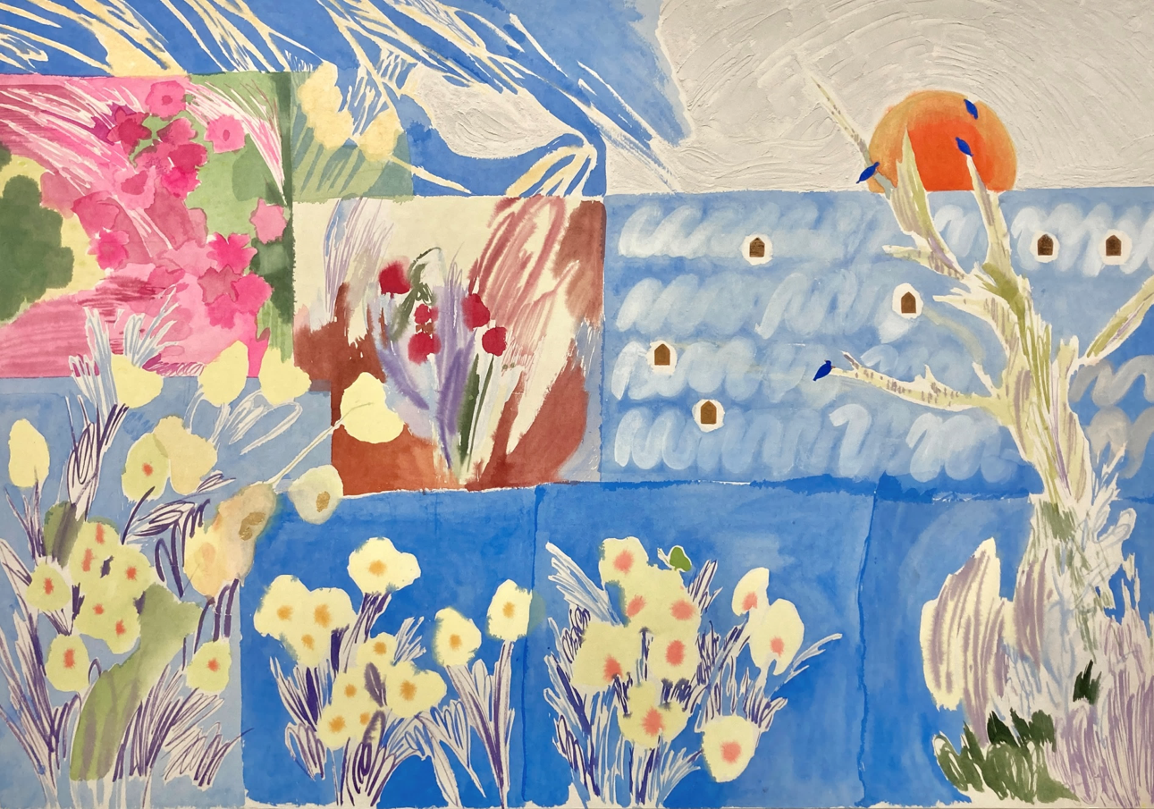 이승은, 깨어나는 봄 Awakening Spring, 2022, 137×197 cm, 한지에 혼합재료