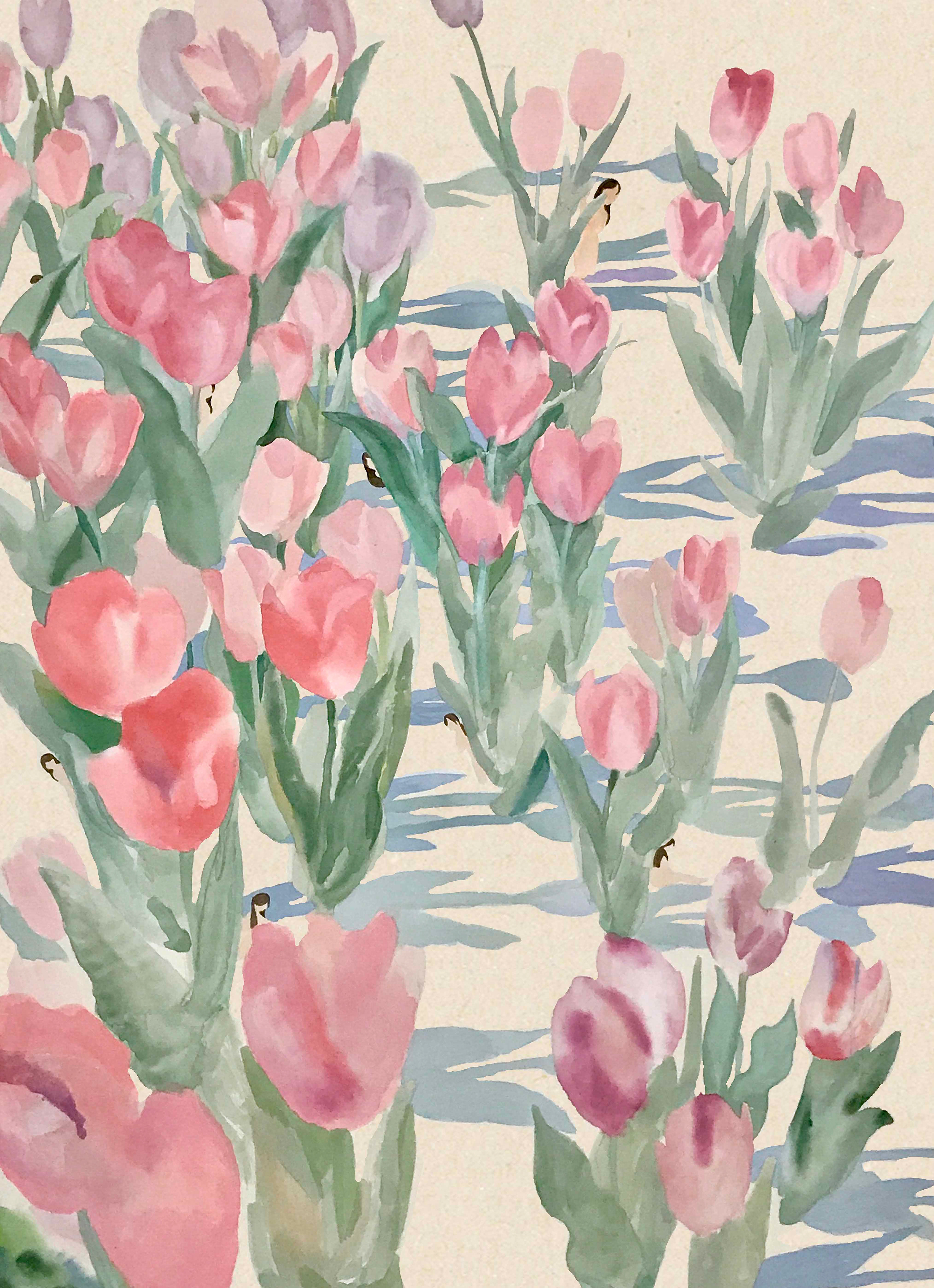 이승은, 숨바꼭질 Hide and Seek, 2019, 210×151 cm, 한지에 먹, 채색