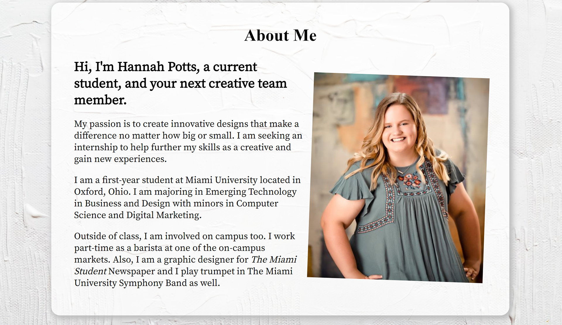 About Me Page