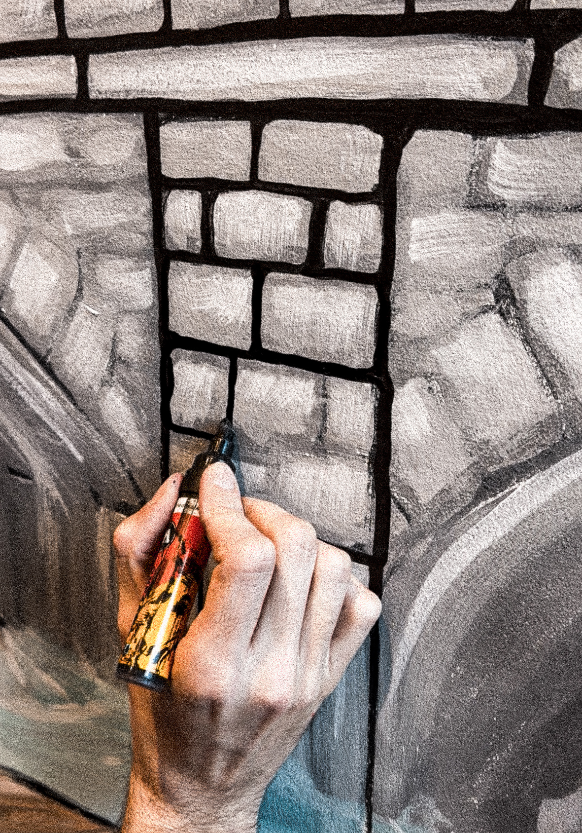 The black outlines are all painted with the same acrylic marker