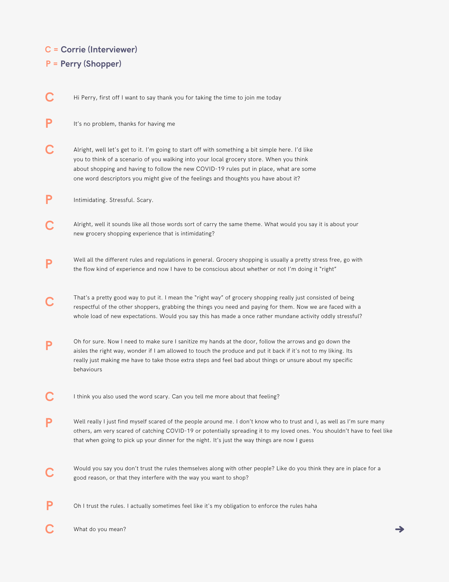 Unstructured Interview with Grocery Shopper (Part 1)