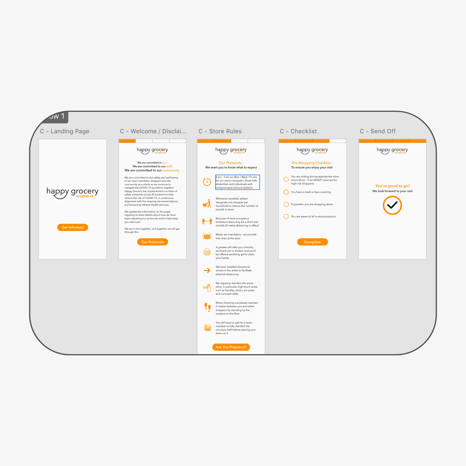 Adobe XD protoype, complete with elements