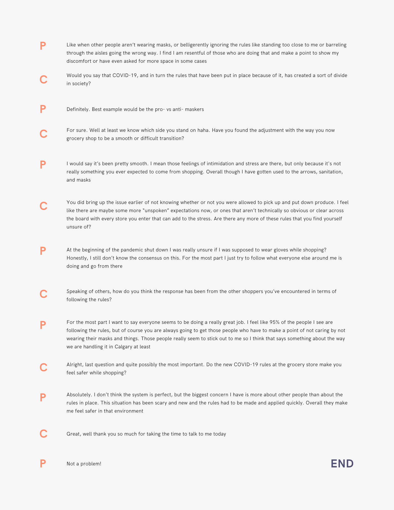 Unstructured Interview with Grocery Shopper (Part 2)