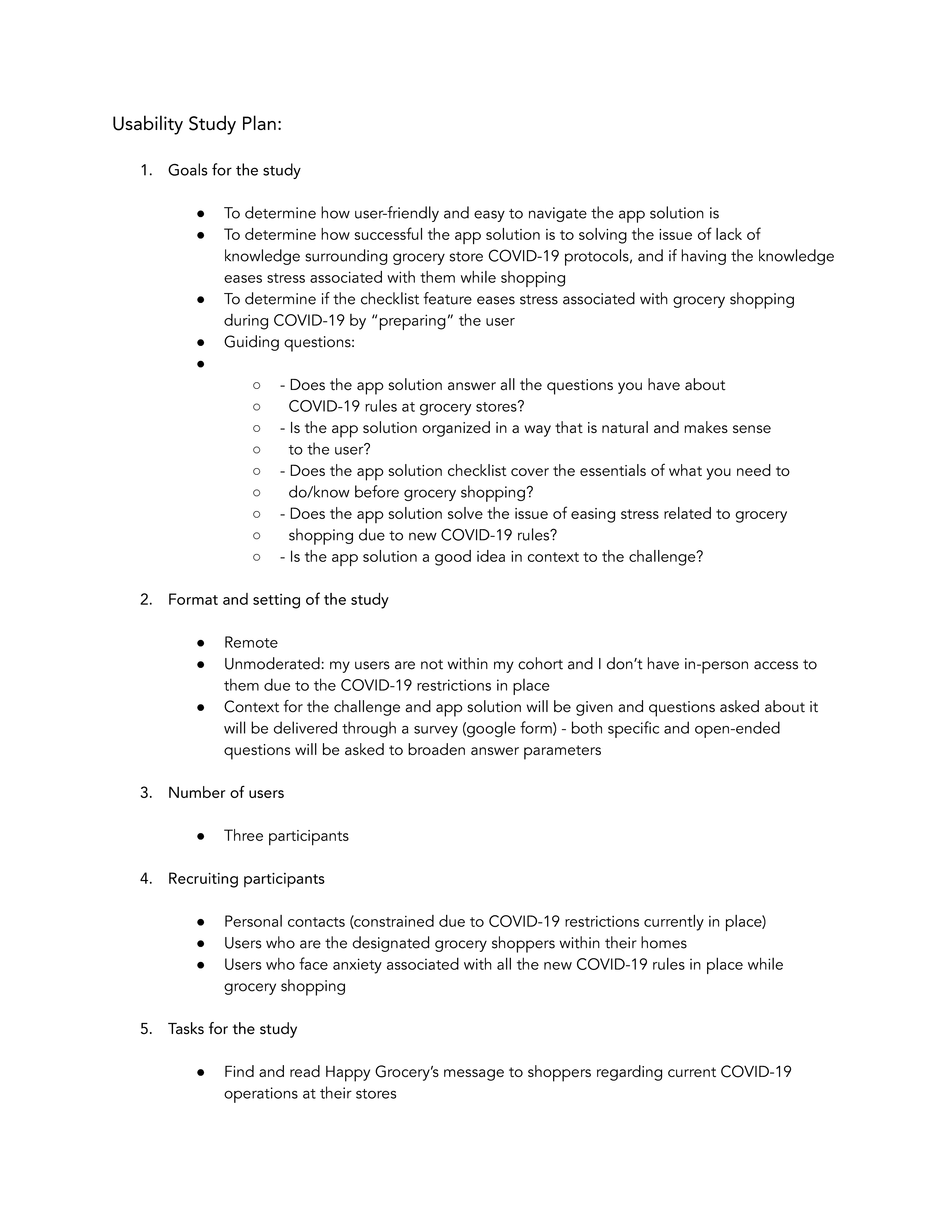 Usability Study Plan