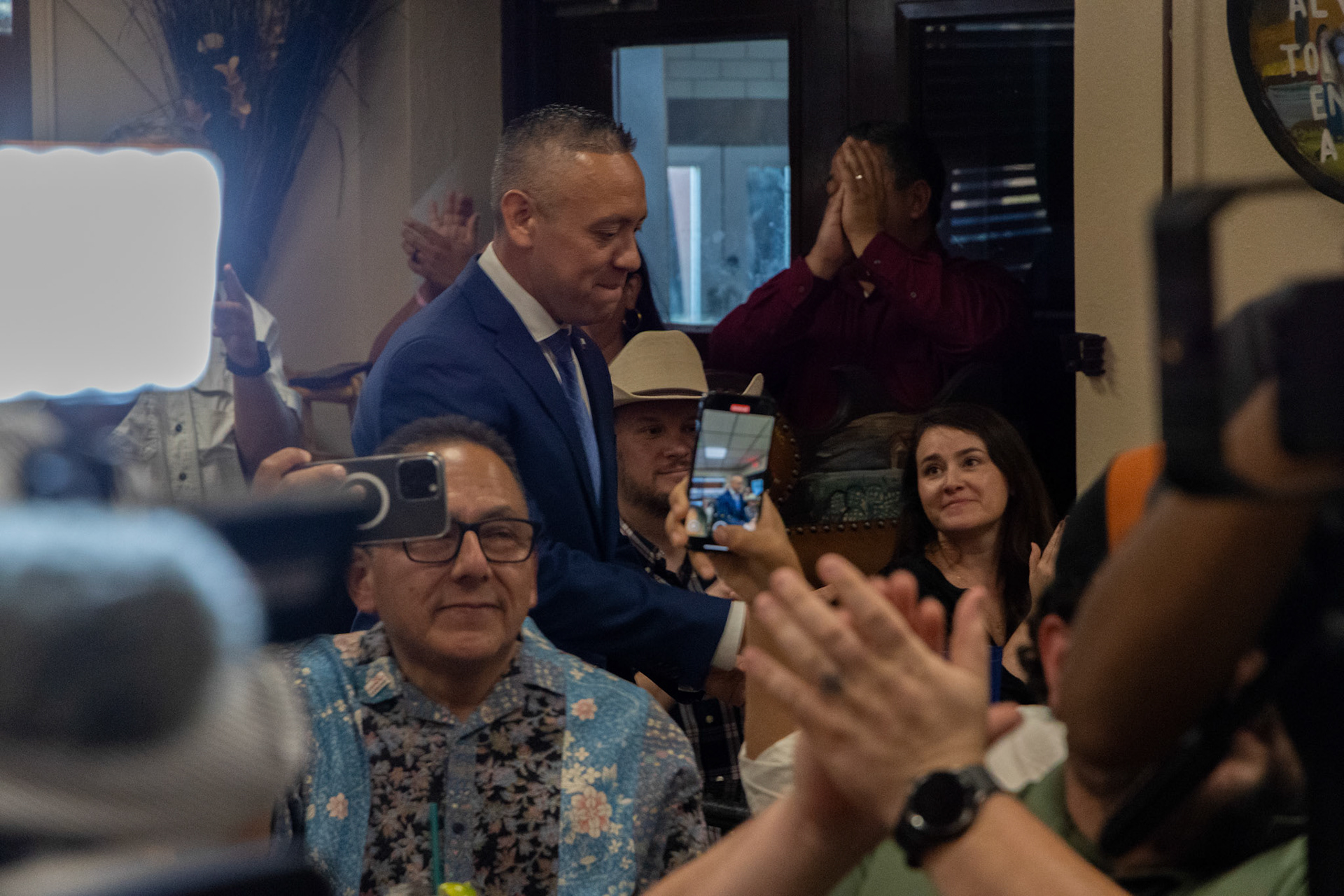 Bexar County Sheriff Departments Public Information Officer Johnny Garcia walks into his event where he announced plans to run for the new Texas' 35 congressional district at a community event on the south side on Oct. 9, 2025.