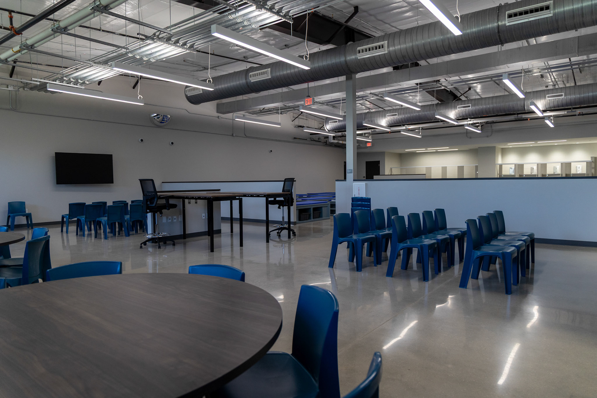 An activity room inside the communal-style housing area of the newly opened expansion at the Applewhite Recovery Center on the South Side on Oct. 9, 2025, in San Antonio.