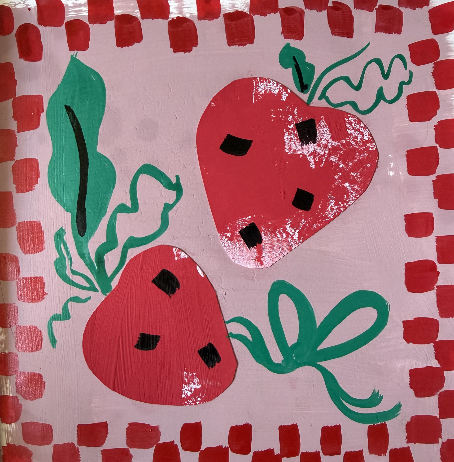 Mixed media: Large strawberries