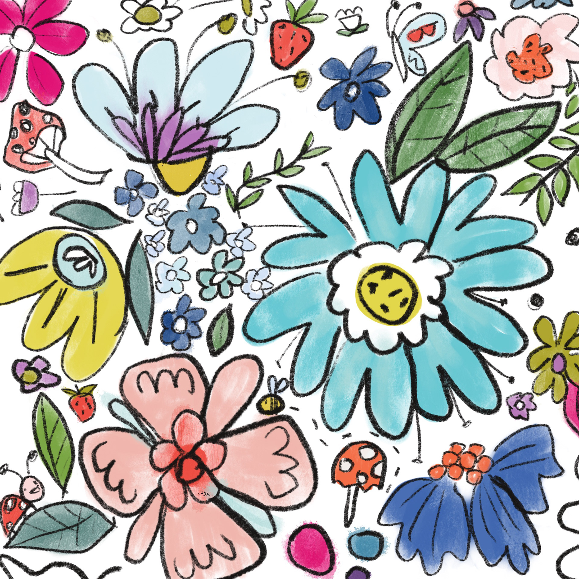 Textured cute floral