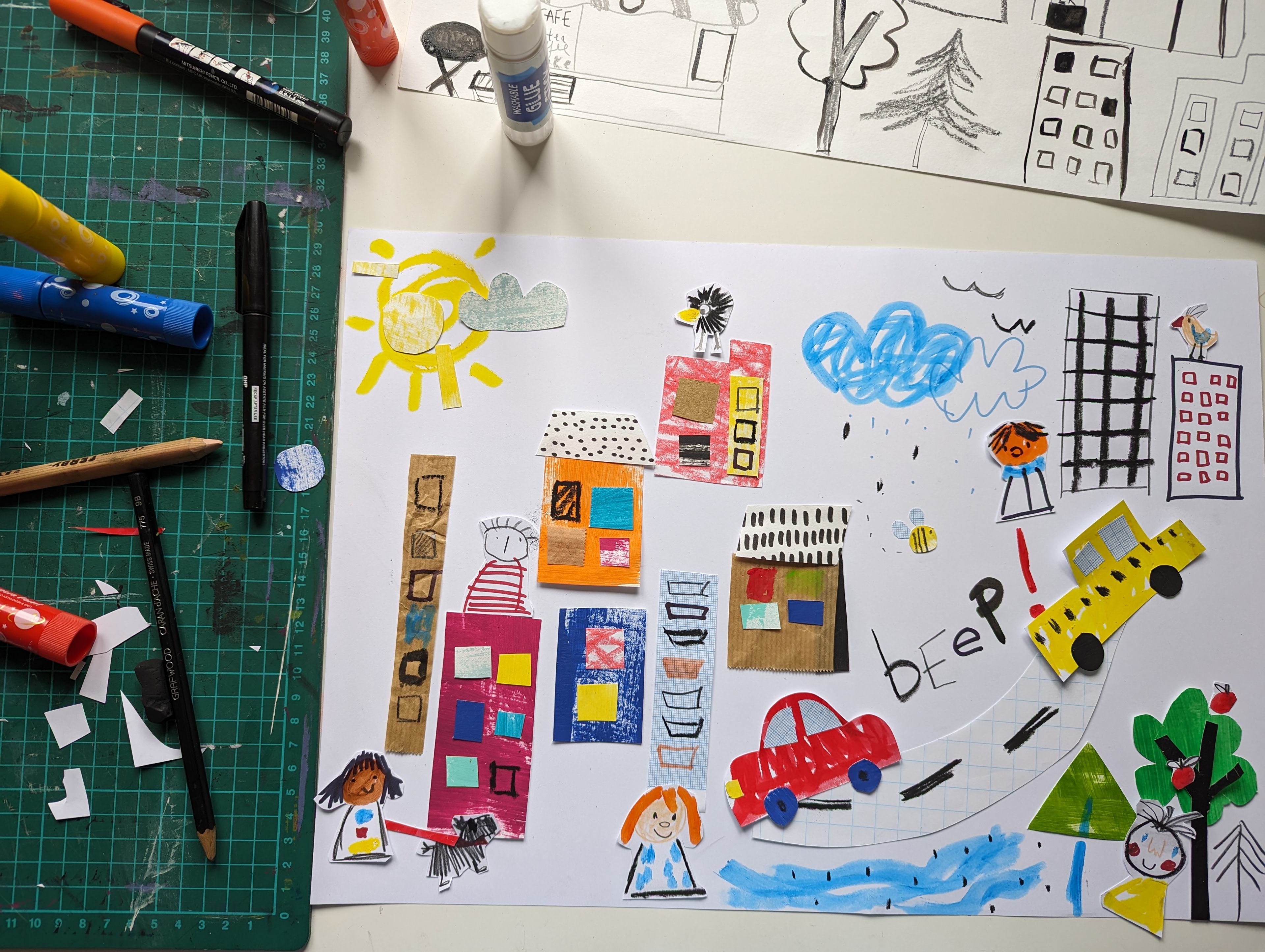 Fun Childlike Mixed Media Collage