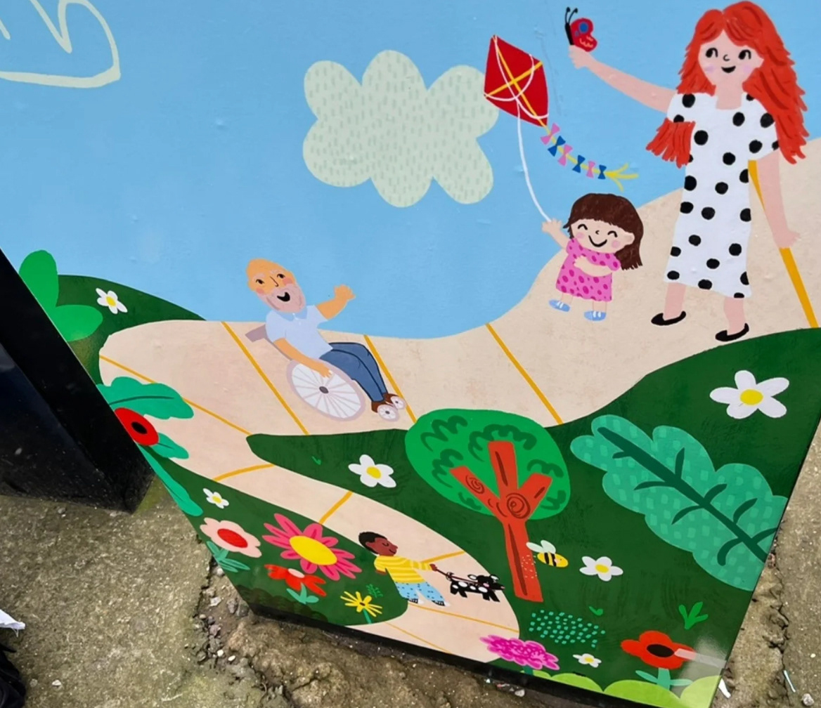 Electric Box Community Illustration for Stepney Green High Street Regeneration Project Hull City Council