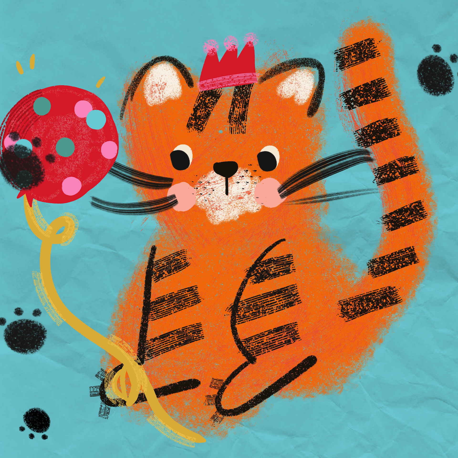 Textured lion with balloon