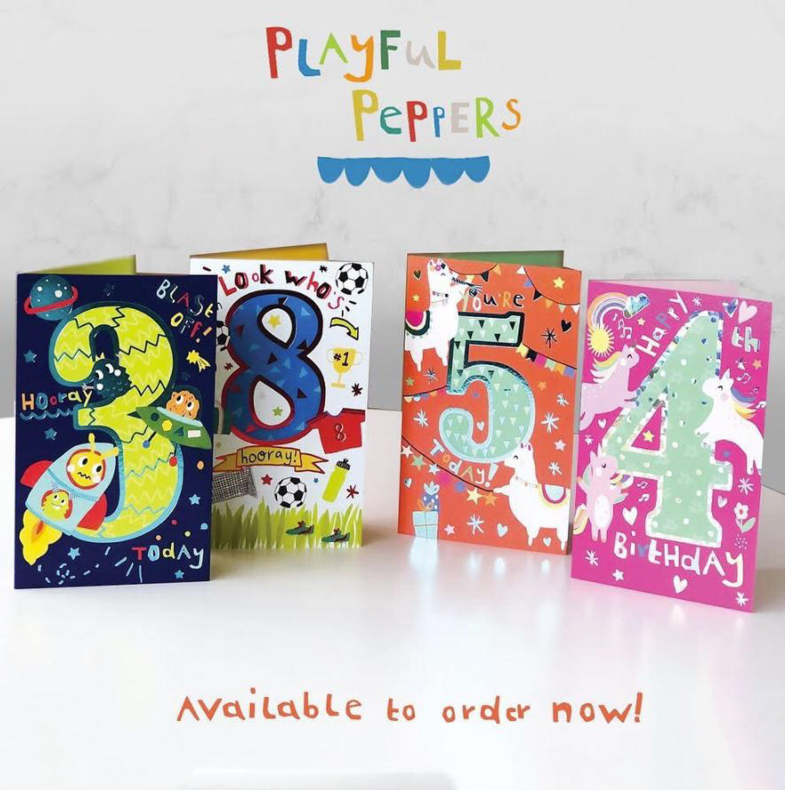 Playful Peppers childrens greeting card age collection for International Cards & Gifts