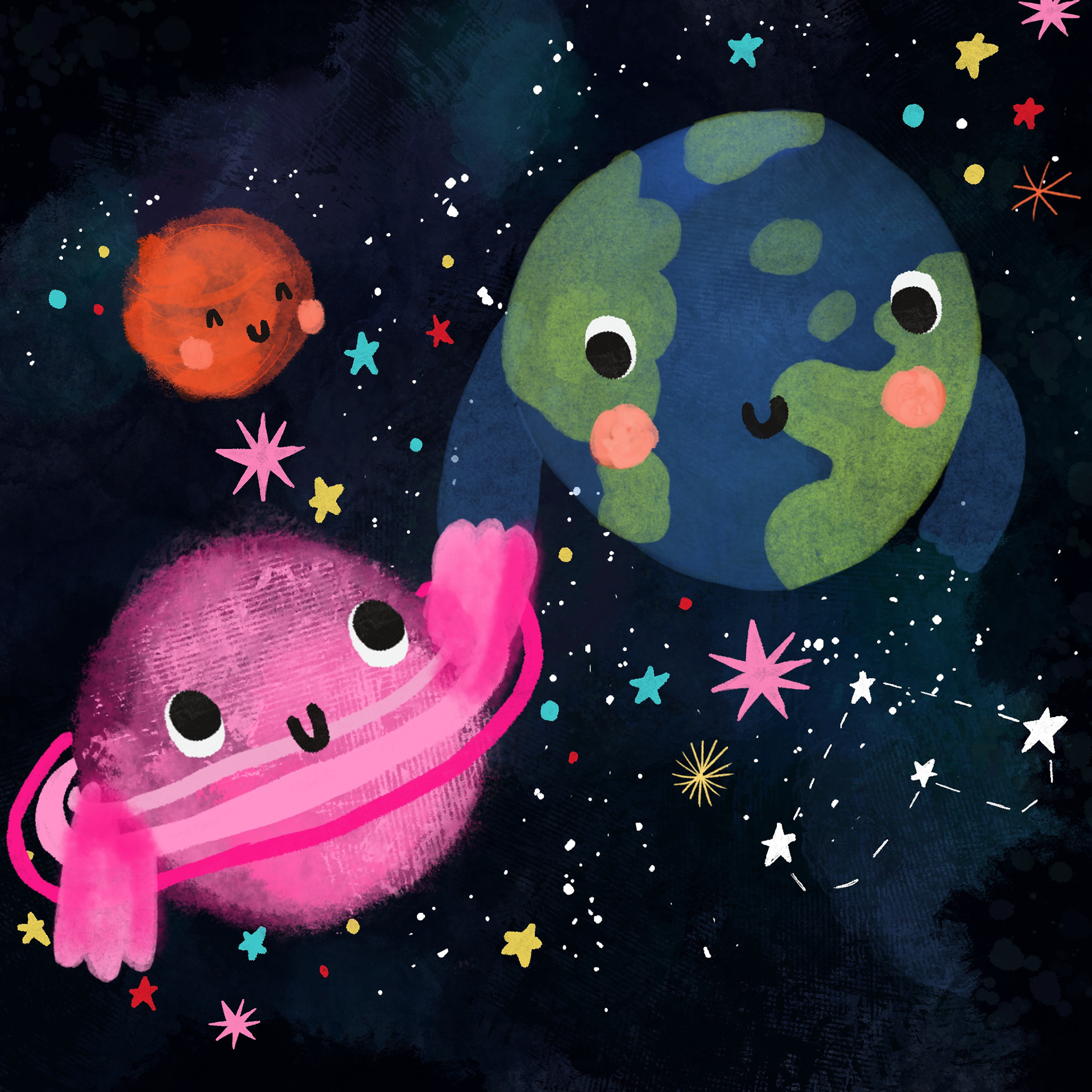 Cute planets in space