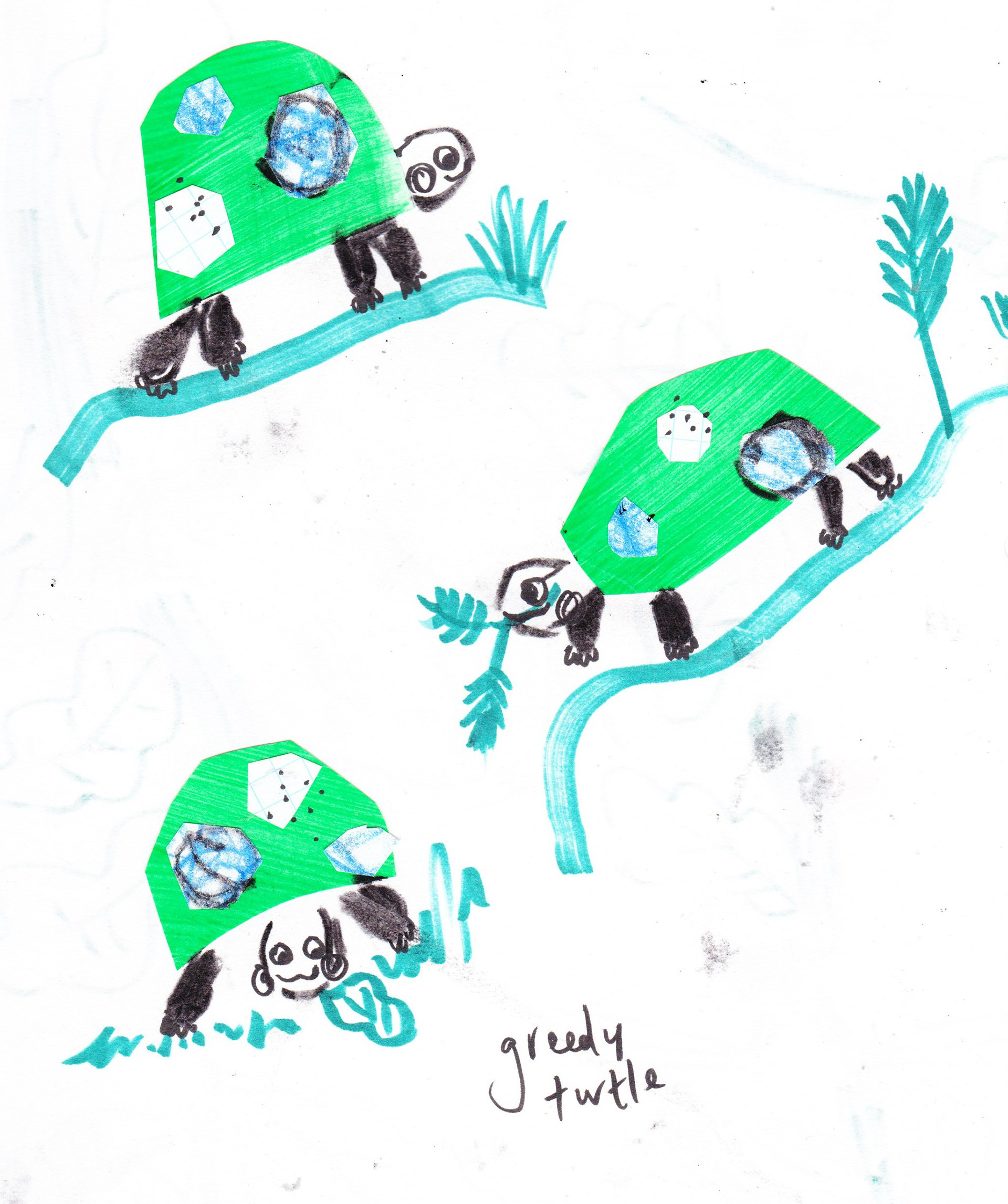 Mixed media textured tortoise sketchbook page drawing by Jodie Smith