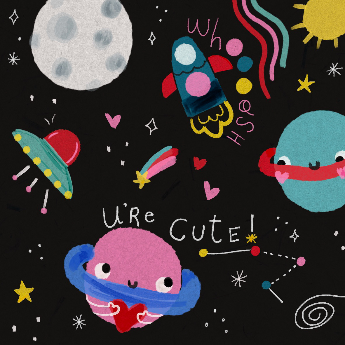 Cute planets in space