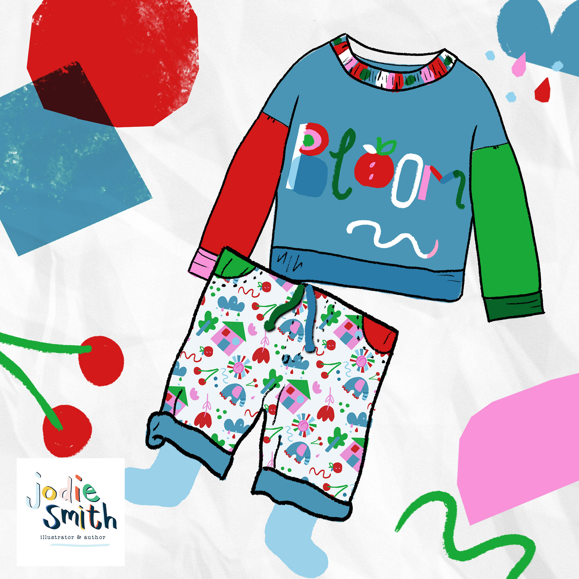 Bloom Jumper Placement Mockup with Co-ordinating Trouser Pattern