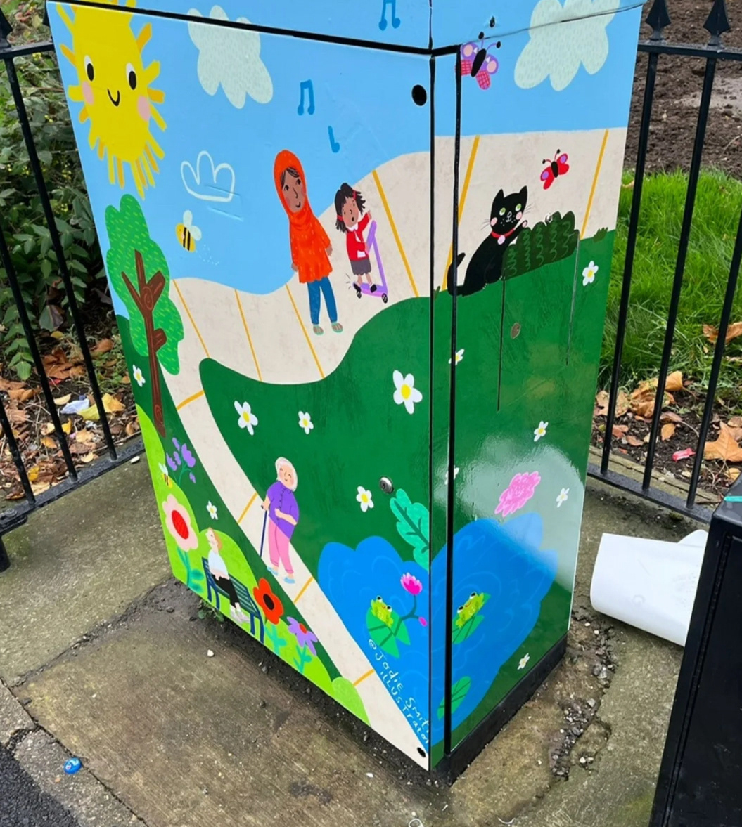 Electric box community illustration for Hessle Road regeneration project with Hull City Council