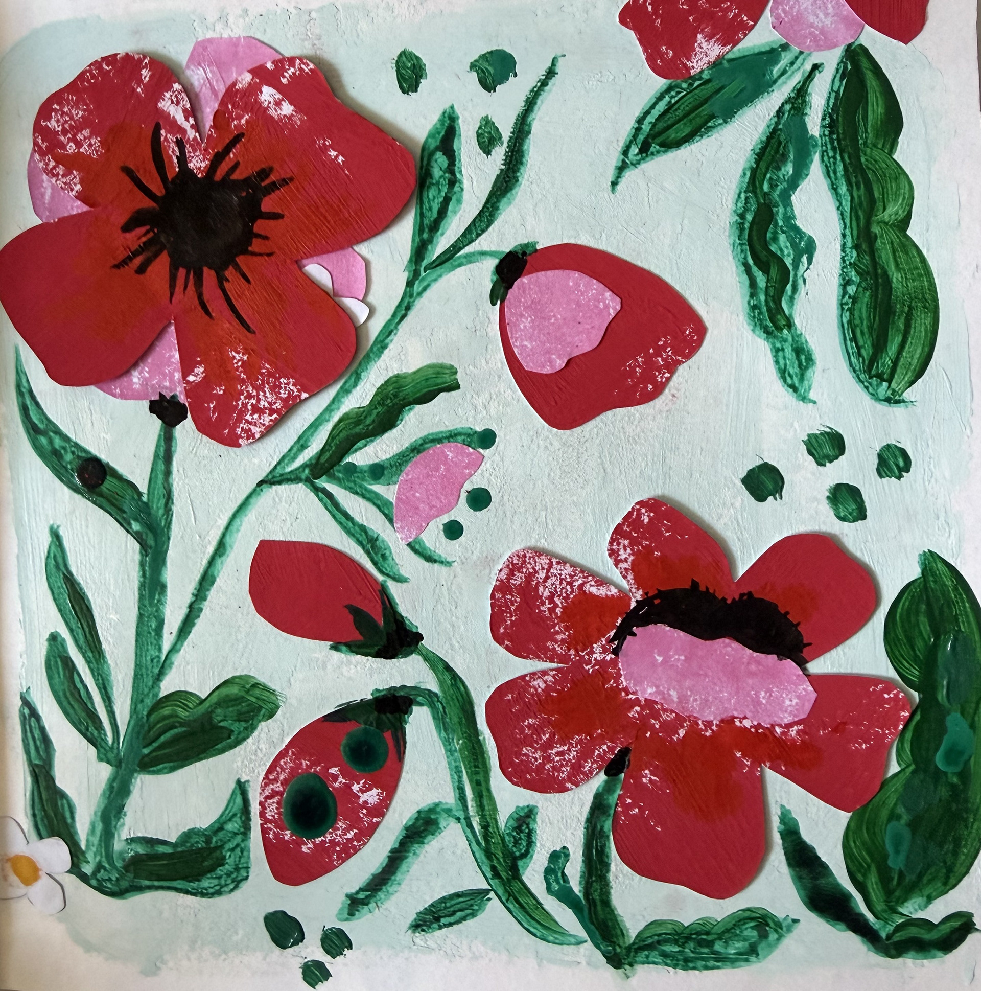 Mixed media: Bold poppy floral 