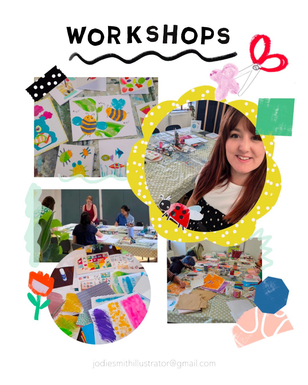 Art workshop showcase by Jodie Smith, including collage workshops for adults at Juice Studios, Hull for The Warren Youth Project.