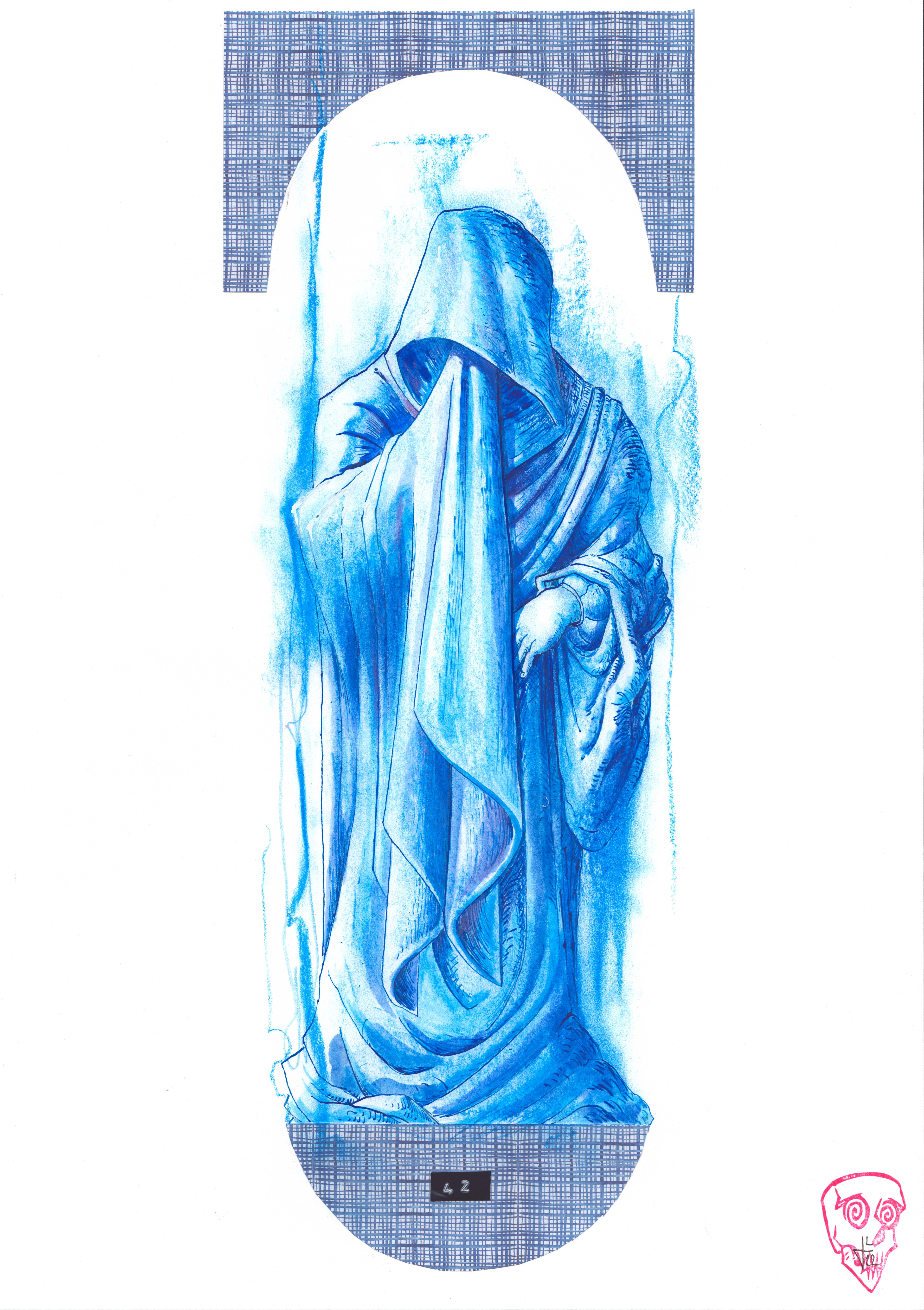 A3 - Encre et collage sur papier - Dijon vu par 2022
