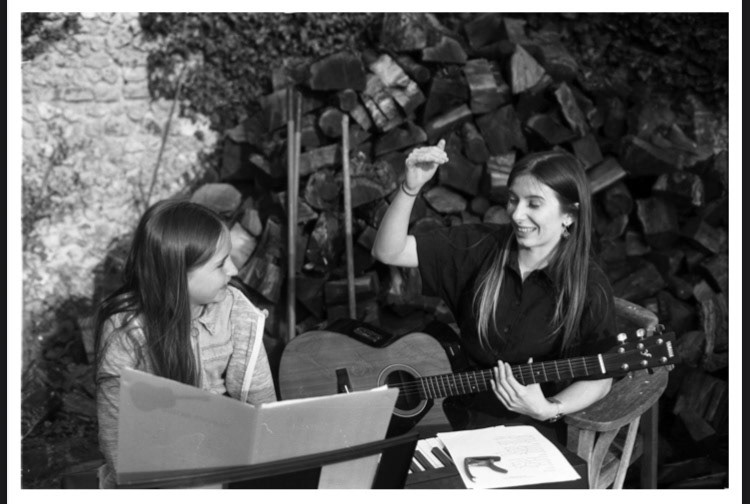 Persephone (Tutor) and Niamh, 9 (Student) having a covid secure lesson outside!