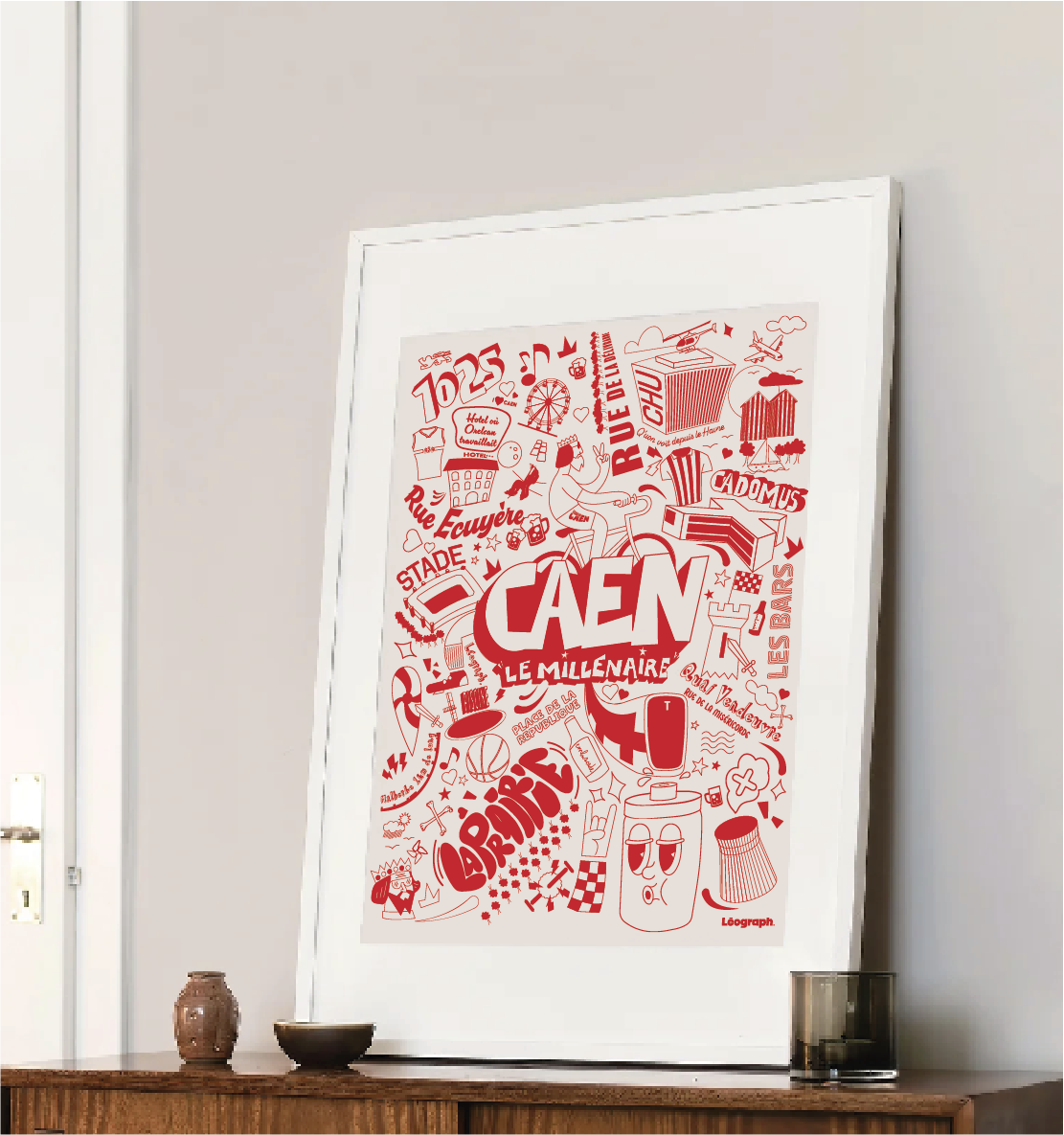 AFFICHE "LE MILLENAIRE DE CAEN" Couleur rouge
