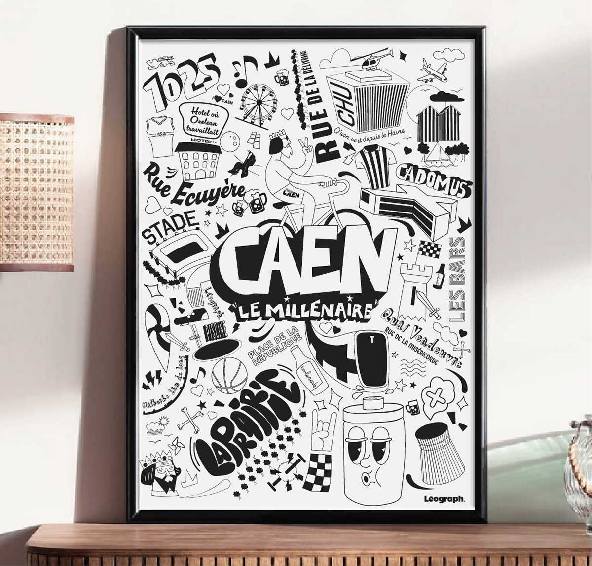 AFFICHE "LE MILLENAIRE DE CAEN" Couleur noir