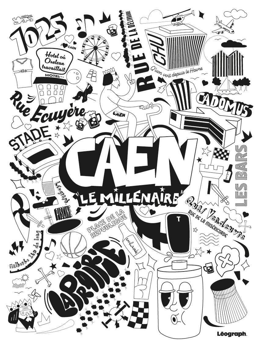 AFFICHE "LE MILLENAIRE DE CAEN" Couleur noir