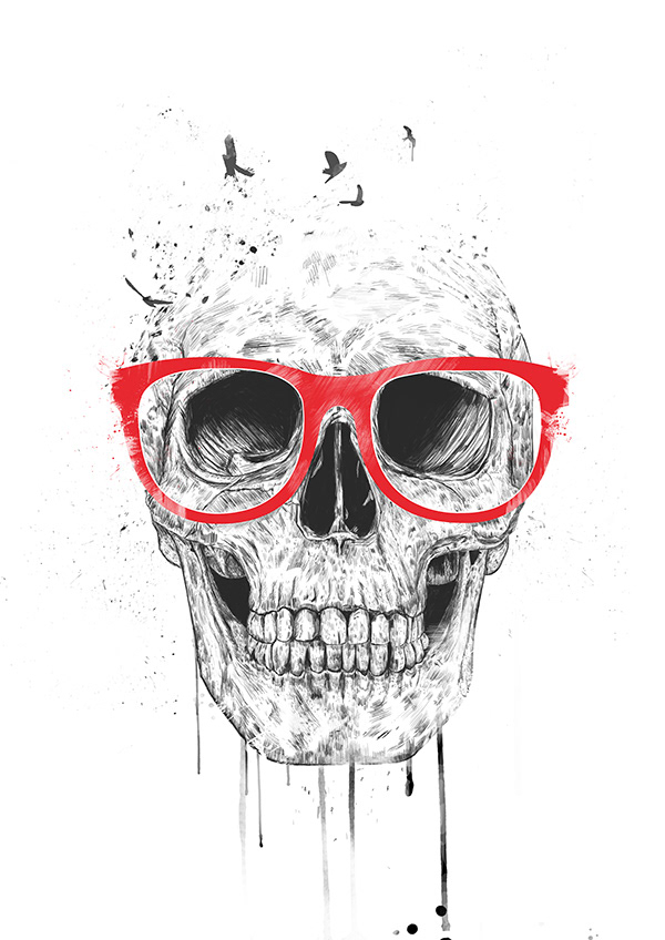 Skull With Red Glasses