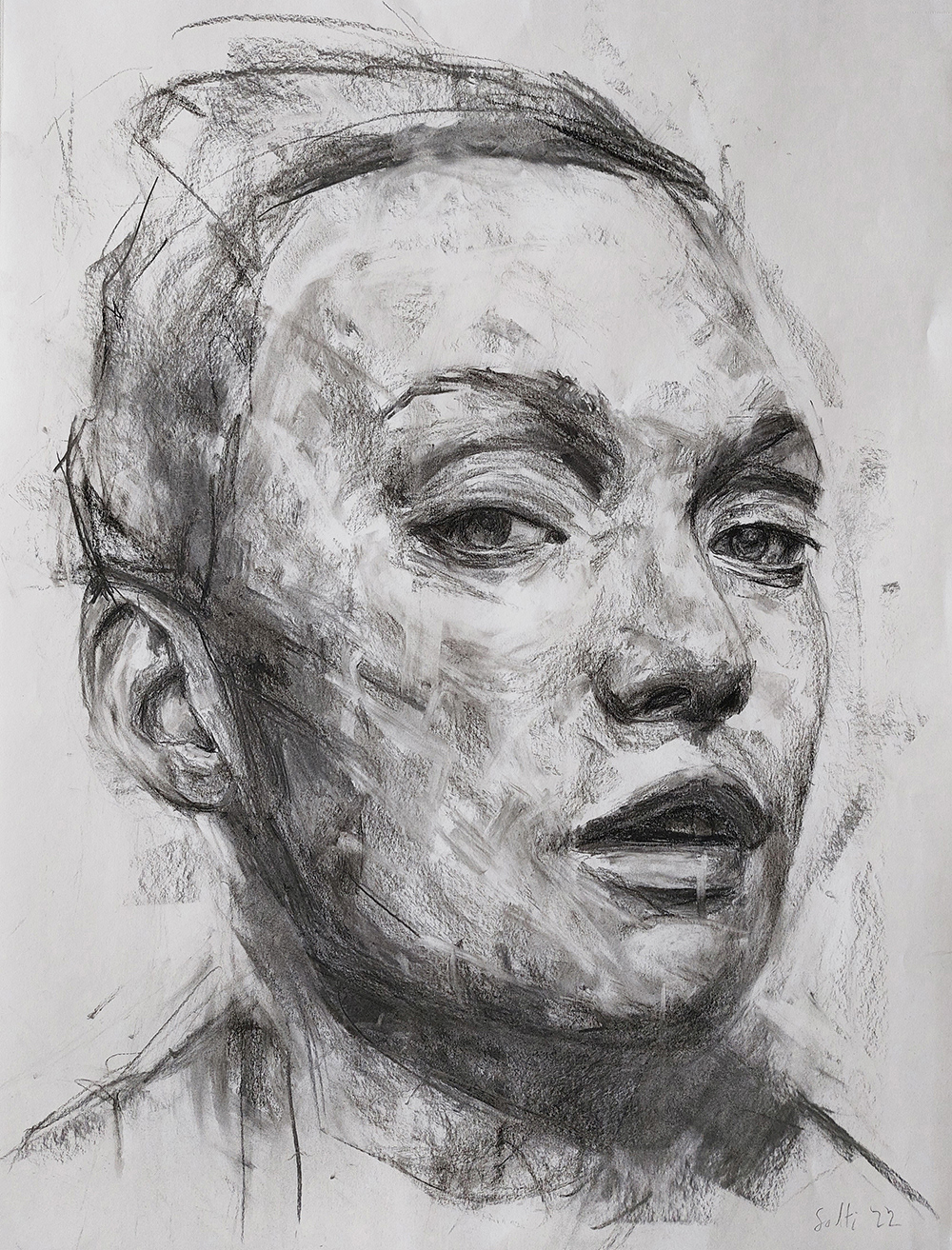 I see you Charcoal drawing on paper, 50x70cm, 2022