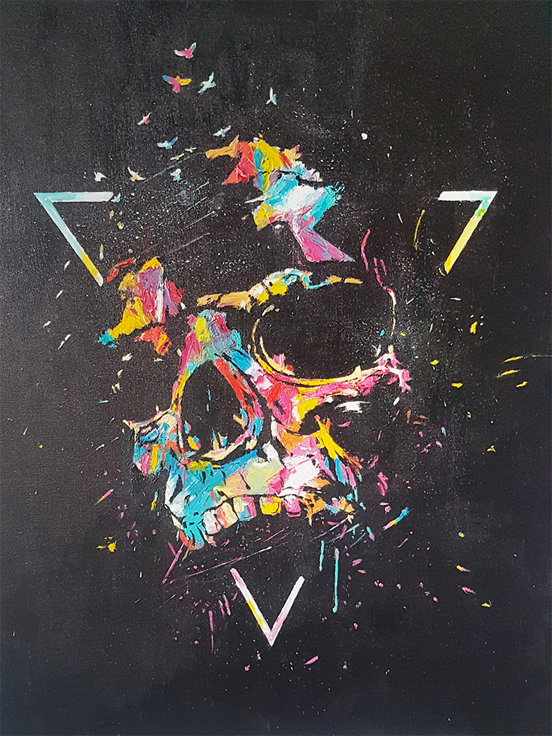 Skull X - Oil and acrylic on canvas, 70x90cm, 2021