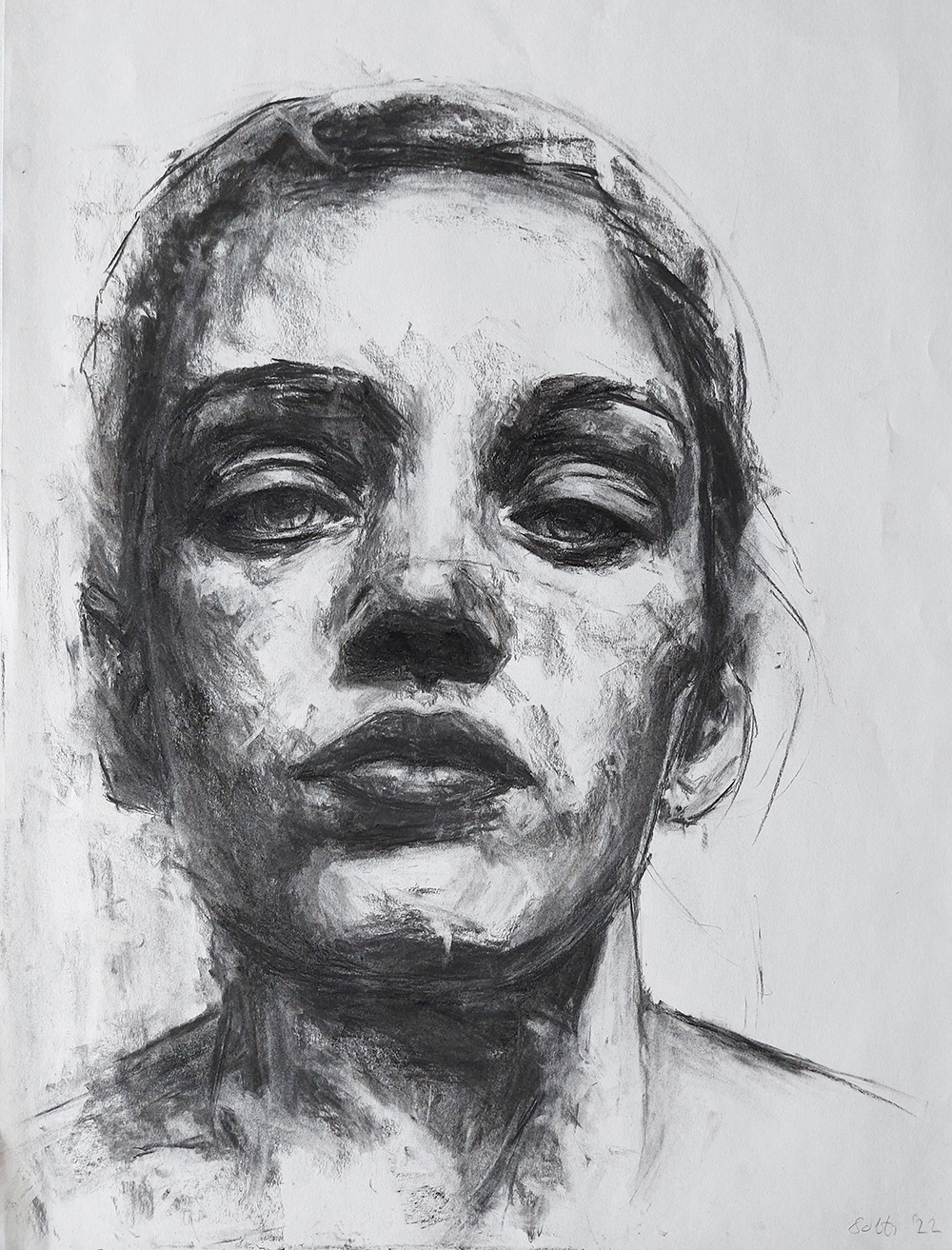 Narcissist - Charcoal drawing on paper, 50x65cm, 2022