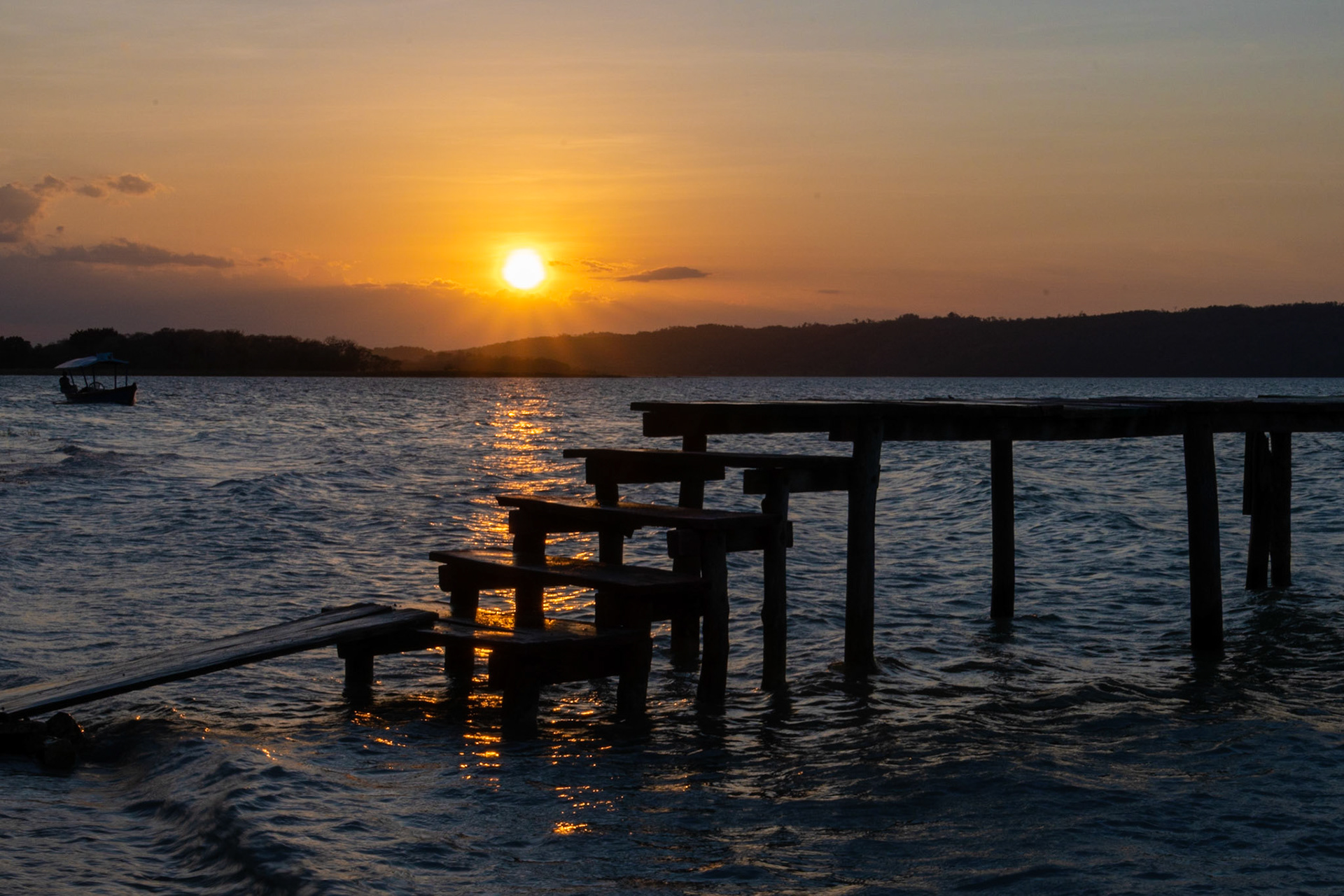 Sunset over Lake Peten, Guatemala