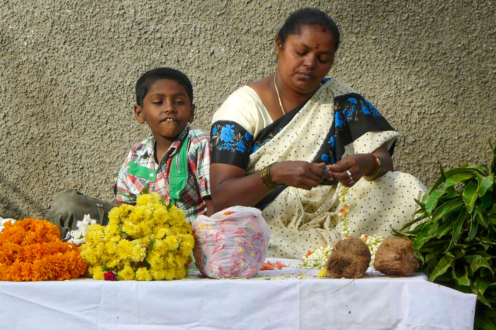 Garland seller, Bangalore, India