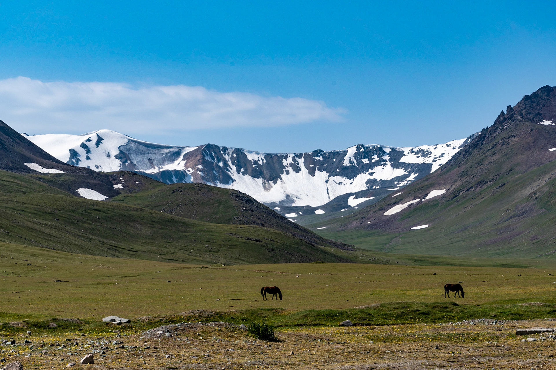 View over mountains, Ala-Bel Pass, Kyrgyzstan