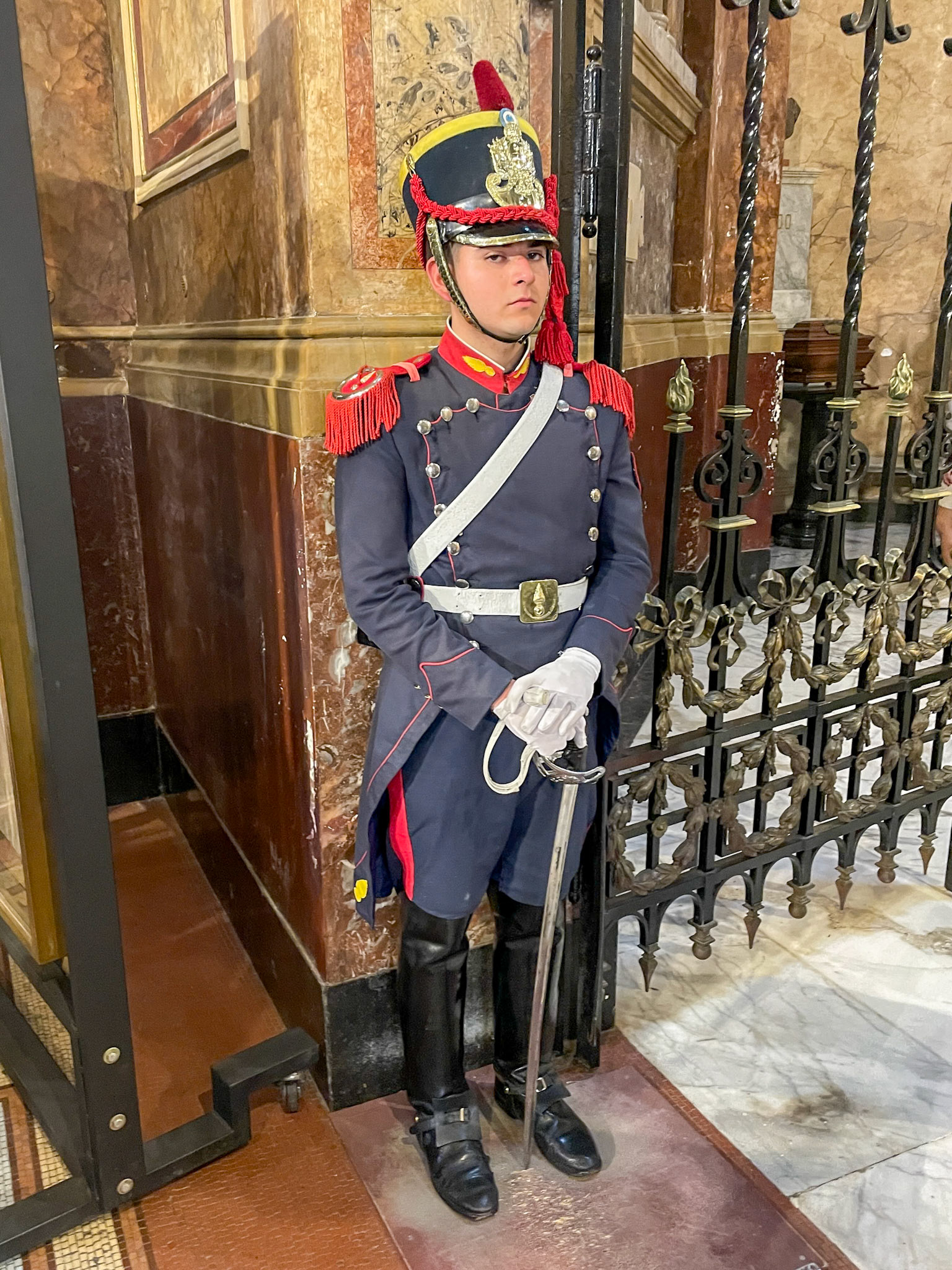 Guard, Tomb of San Martin, Cathedral, Buenos Aires, Argentina