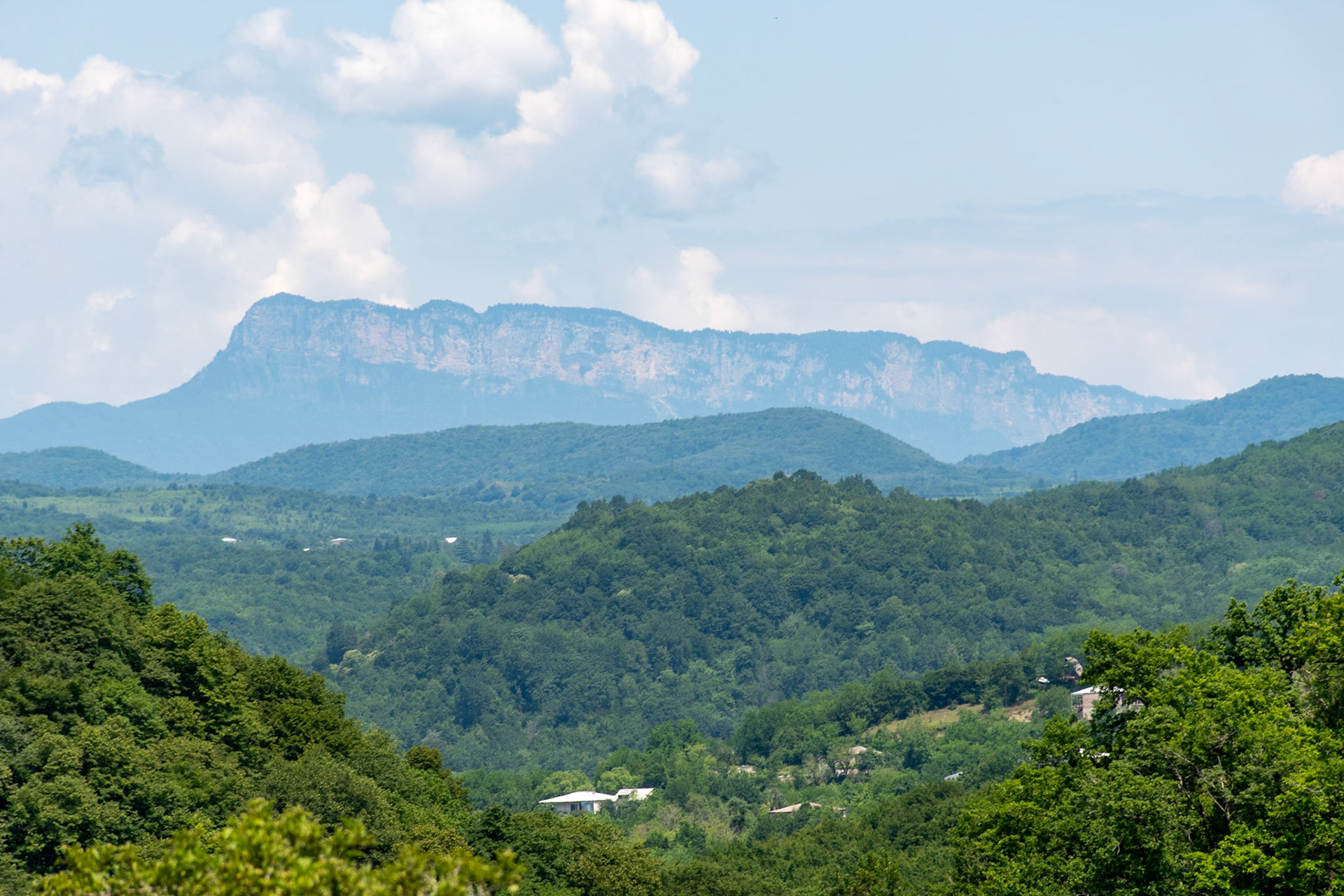 View towards Prometheus Rock, Motsameta Monastery, Georgia