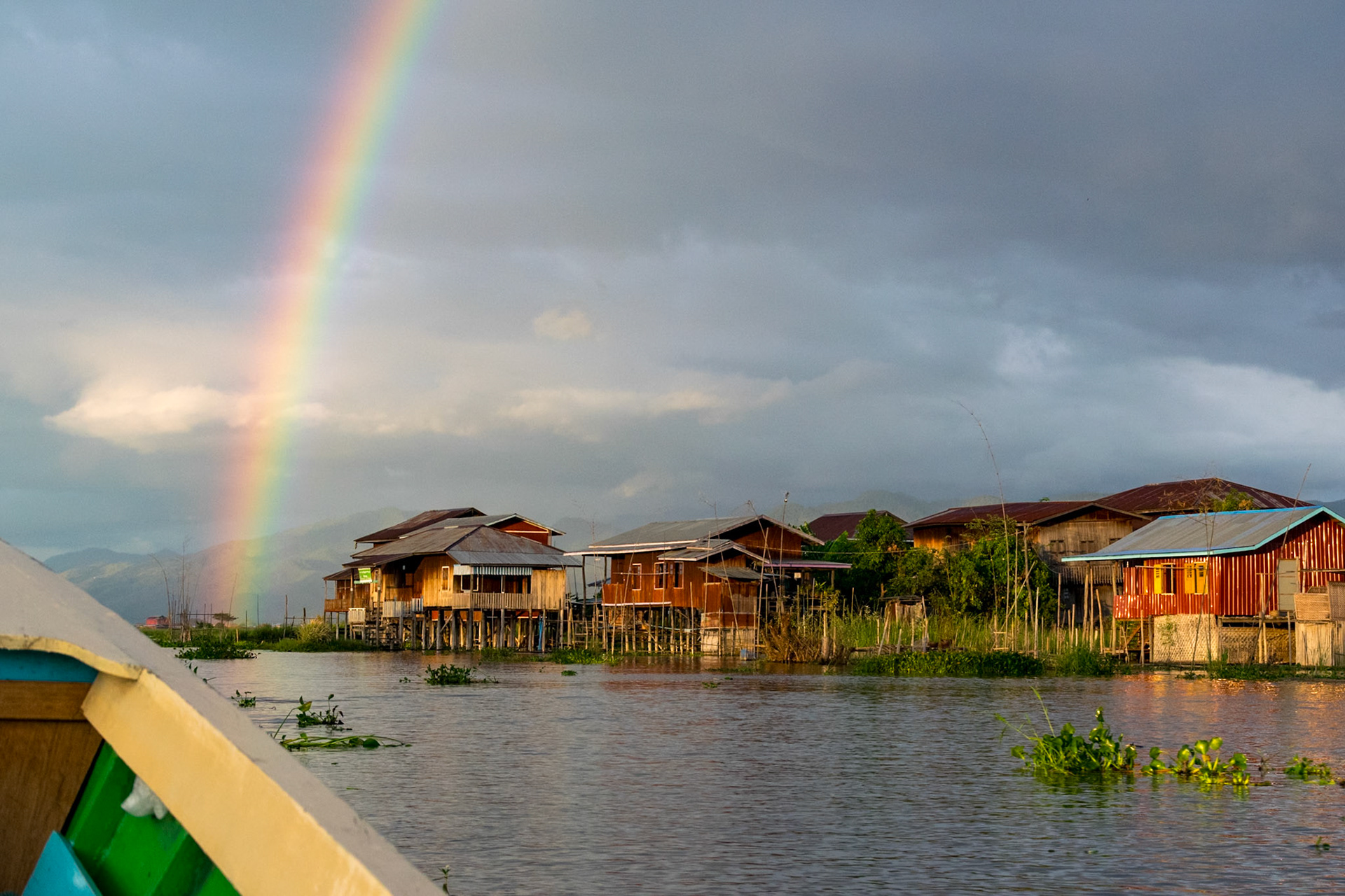 Rainbow over village, Inle Lake (InsideAsia East magazine)