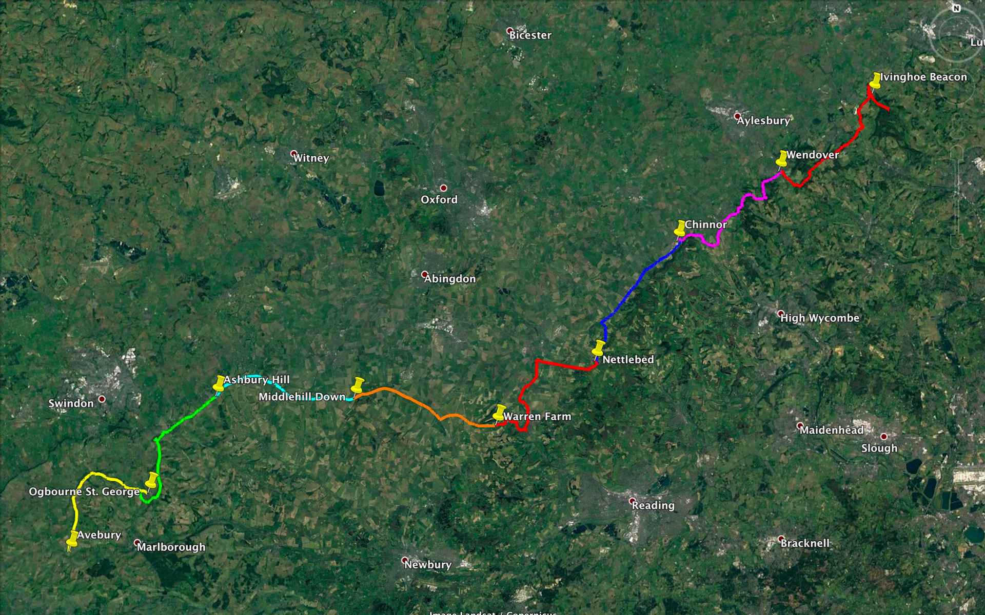 Map of Ridgeway Path