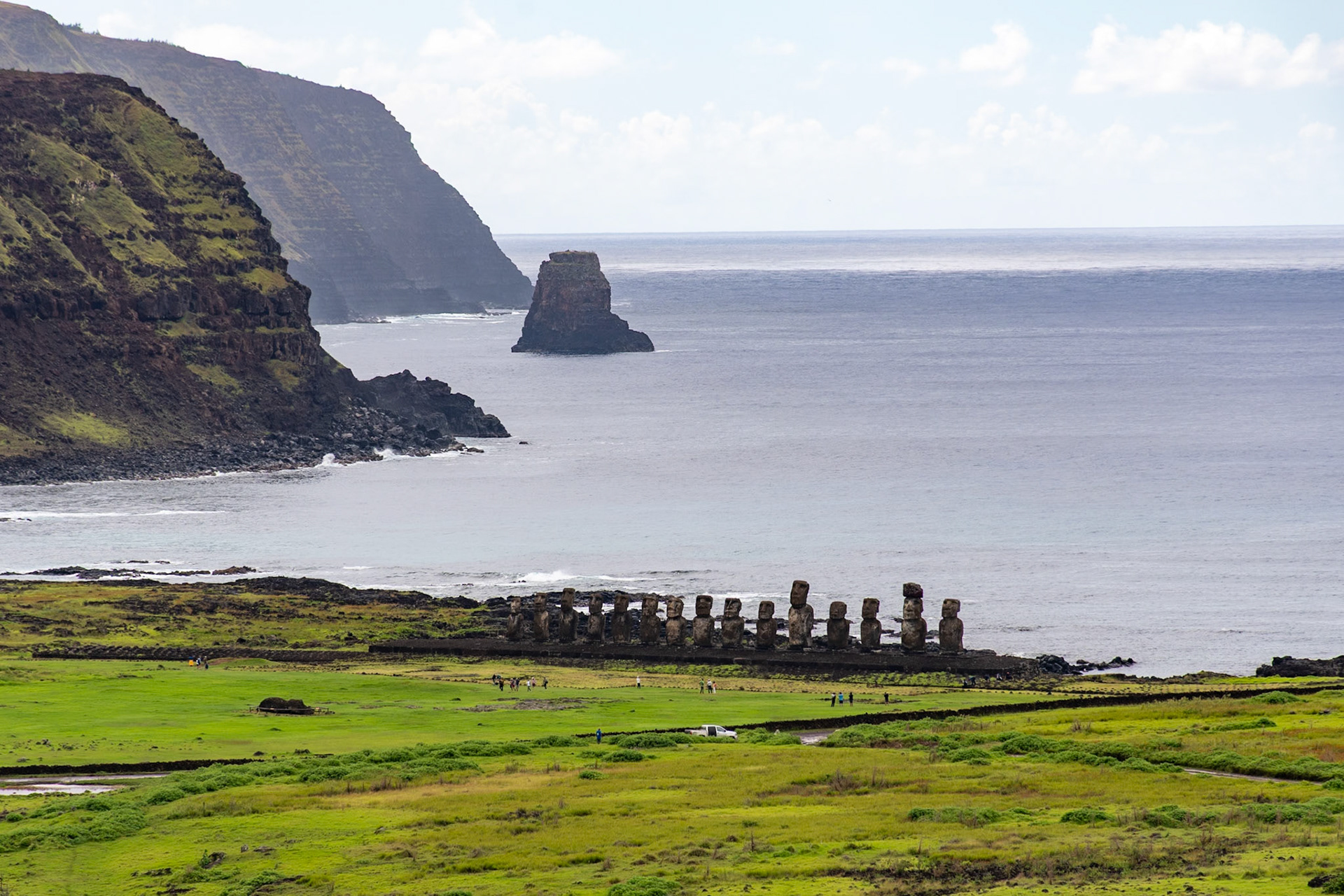 View towards Ahu Tongariki, Rano Raraku, Rapa Nui, Chile