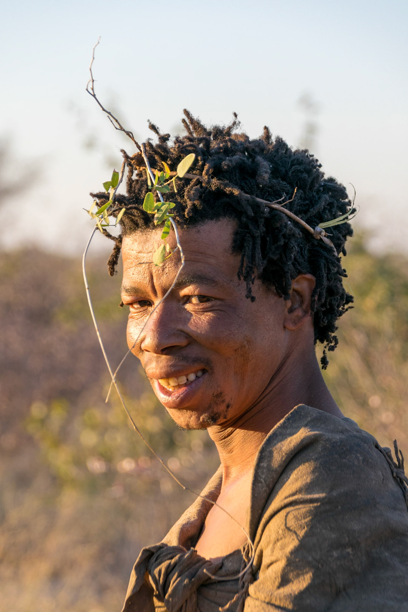 Young man from San ethnic group, Ghanzi, Botswana