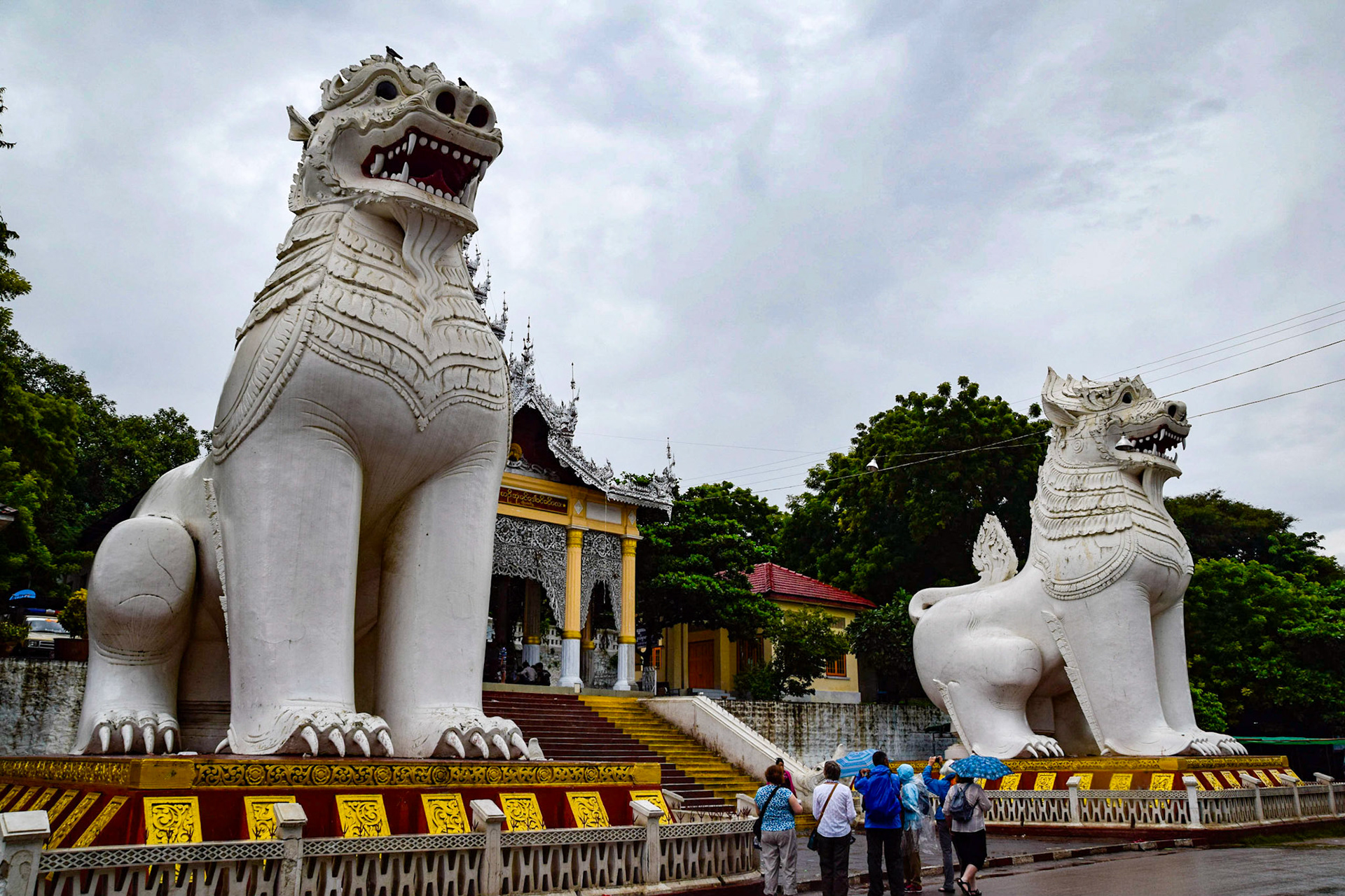 Lions at entrance to Mandalay Hill, Mandalay