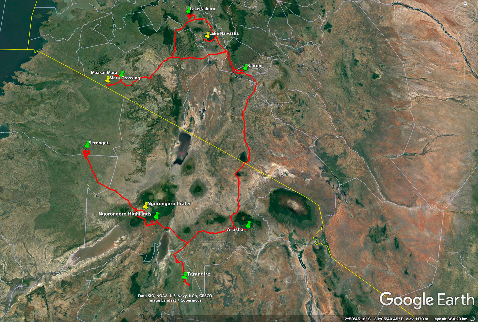 Map of Kenya and Tanzania