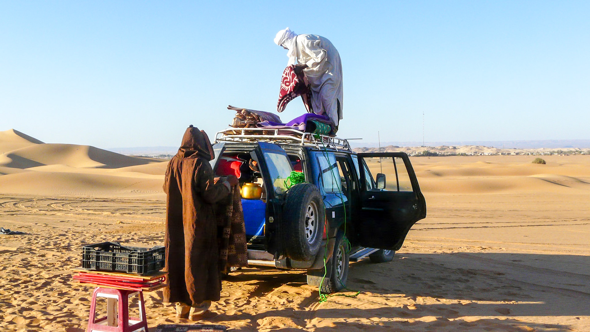 Packing-up Camp 1, near Ghat
