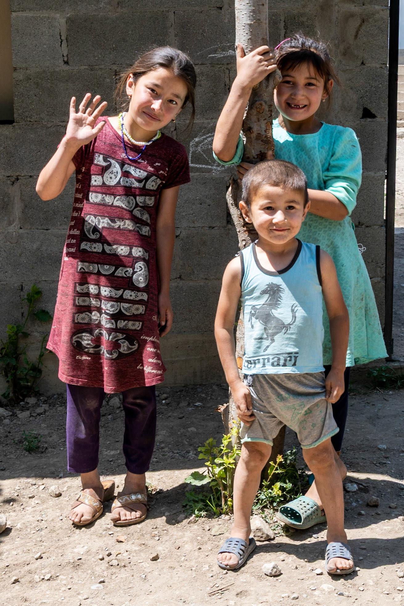 Young children, Arslan Bob, Kyrgyzstan