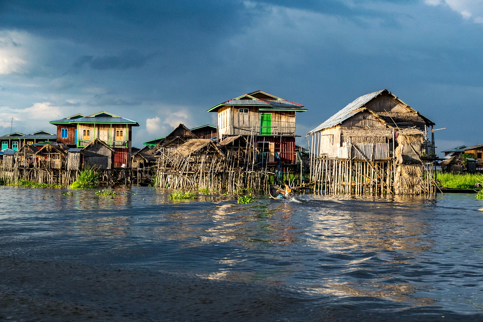 Houses in late afternoon sun, Inle Lake
