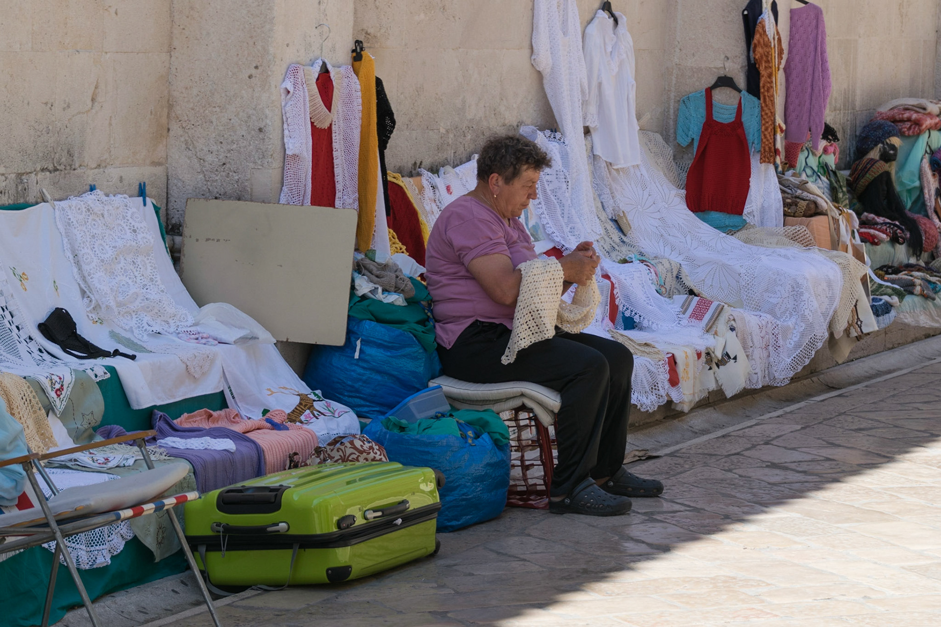 Lady making crochet, Zadar, Croatia